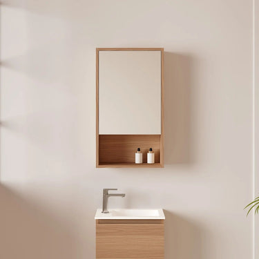 Hera Timber Look Elegant Oak 400mm Small Mirror Shaving Cabinet with Shelf - RJ Bathroom
