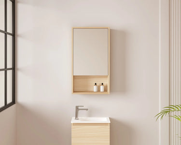 Hera Timber Look Tas Oak 400mm Small Mirror Shaving Cabinet with Shelf - RJ Bathroom