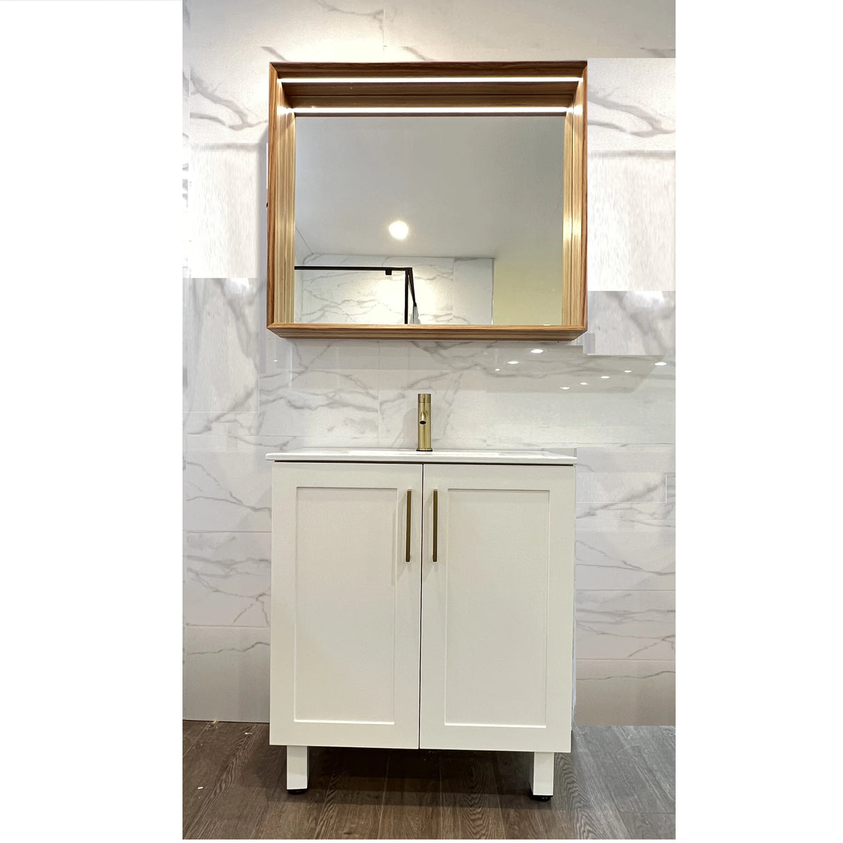 Hampton Shaker Slim Narrow Compact Matte Black Handle 750*360mm Freestanding Vanity