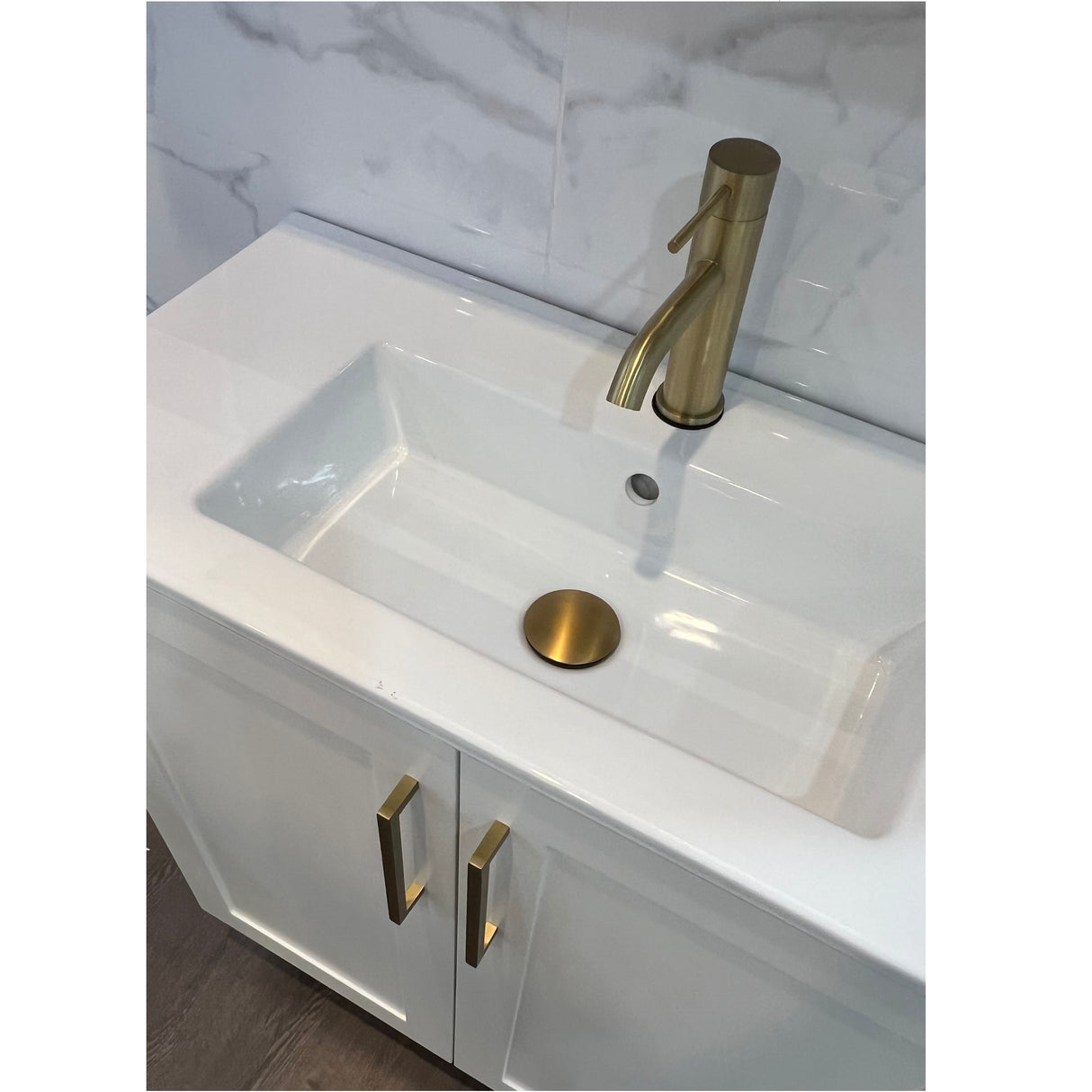 Hampton Shaker Slim Narrow Compact Matte Black Handle 750*360mm Freestanding Vanity