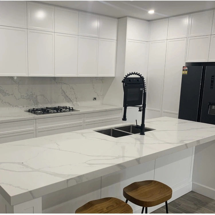 Hampton Shaker 600x360mm Slim Narrow Wall Hung Two Doors Vanity Carrara Marble Stone