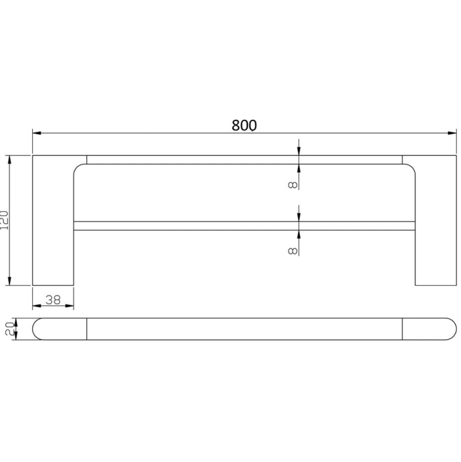 Cora Double Towel Rail 800mm Brushed Nickel