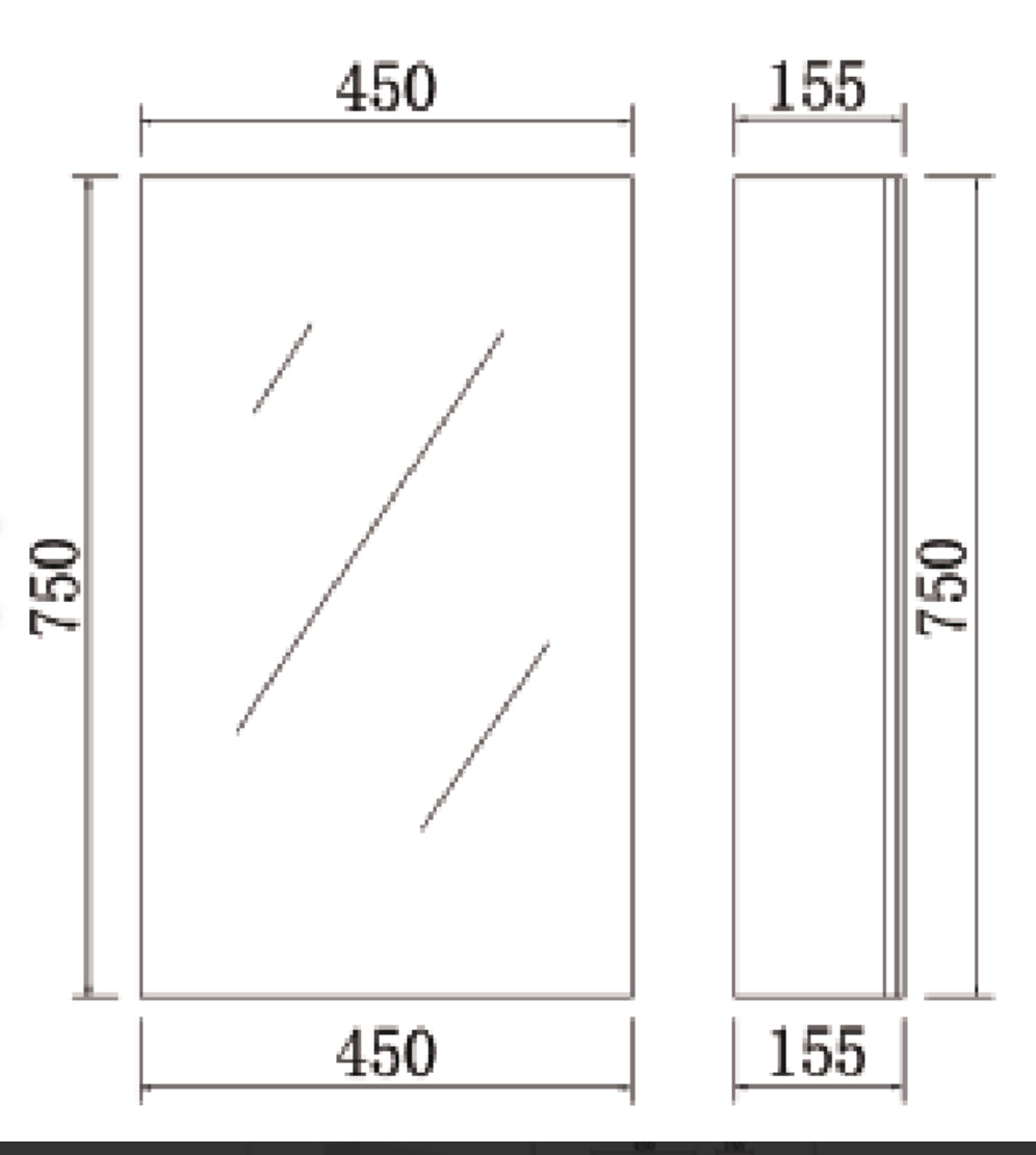 Polar Gloss White PVC Waterproof 450mm Mirror Shaving Cabinet