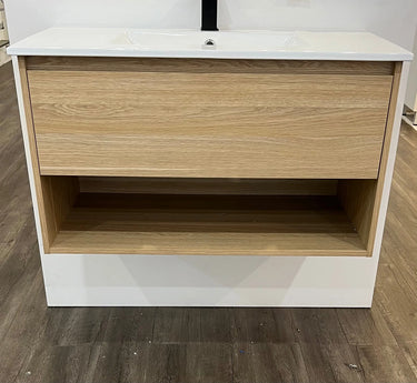 Timber Grain Oak All Drawer with Shelf 900mm Wall-hung Vanity - RJ Bathroom