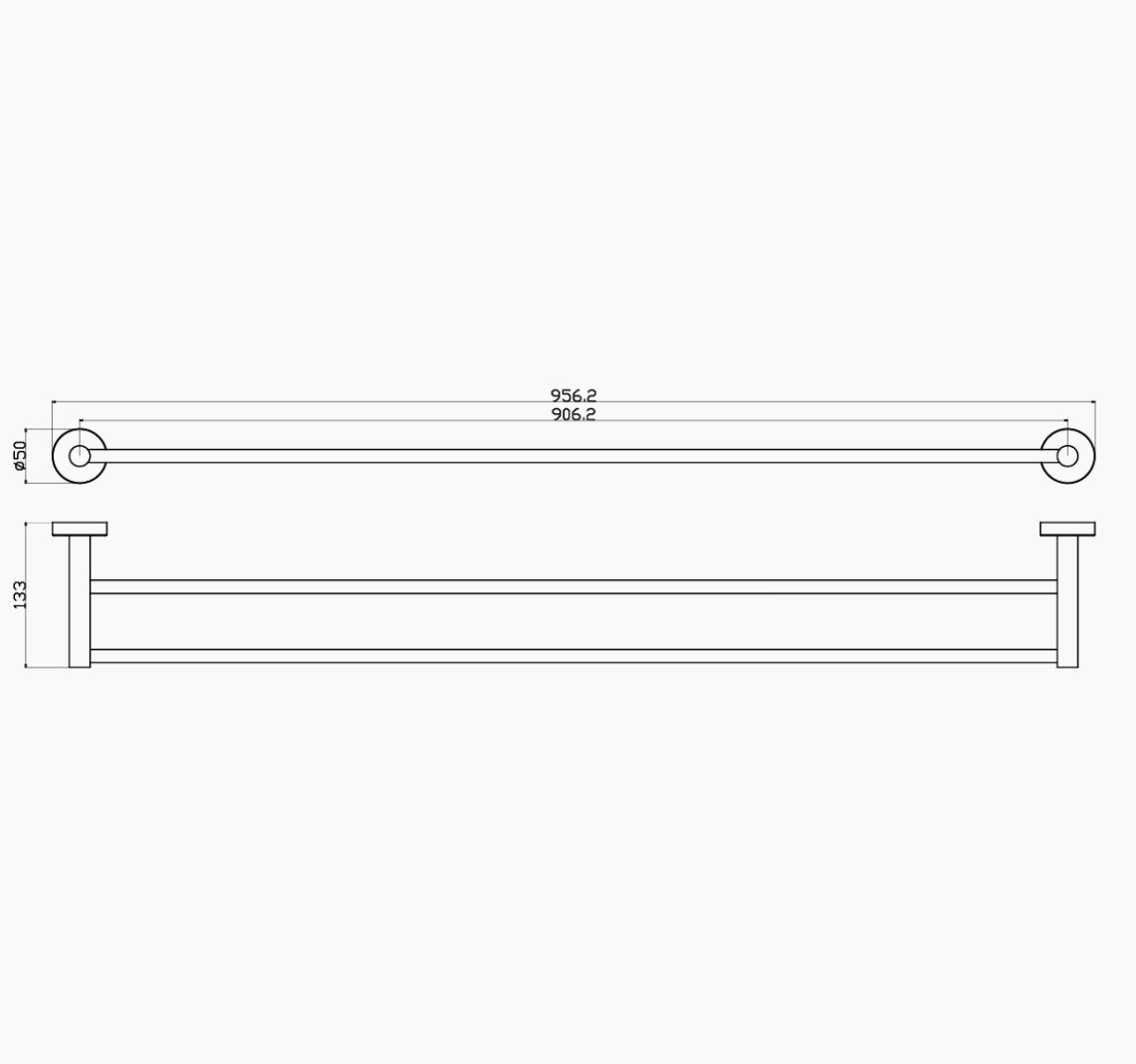 Otus Double Towel Rail 900mm Chrome