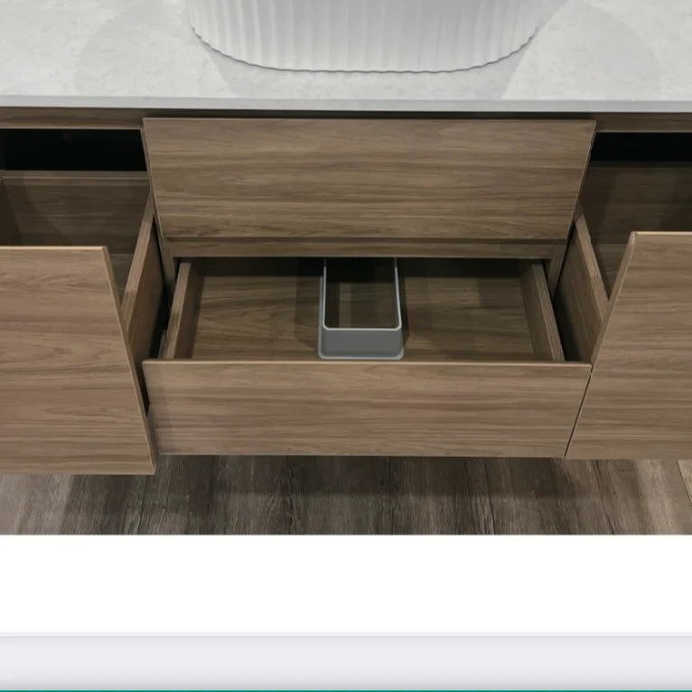 Timber Grain Oak All Drawer 1200mm Wall-hung Bathroom Vanity