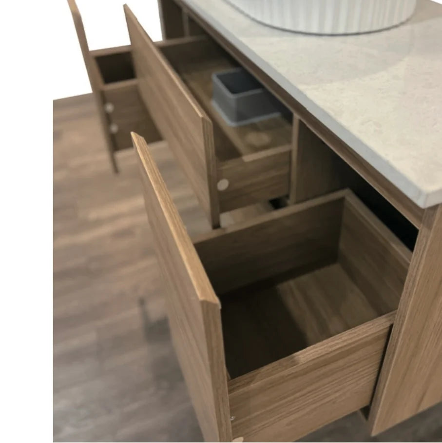 Timber Grain Oak All Drawer 1200mm Wall-hung Bathroom Vanity