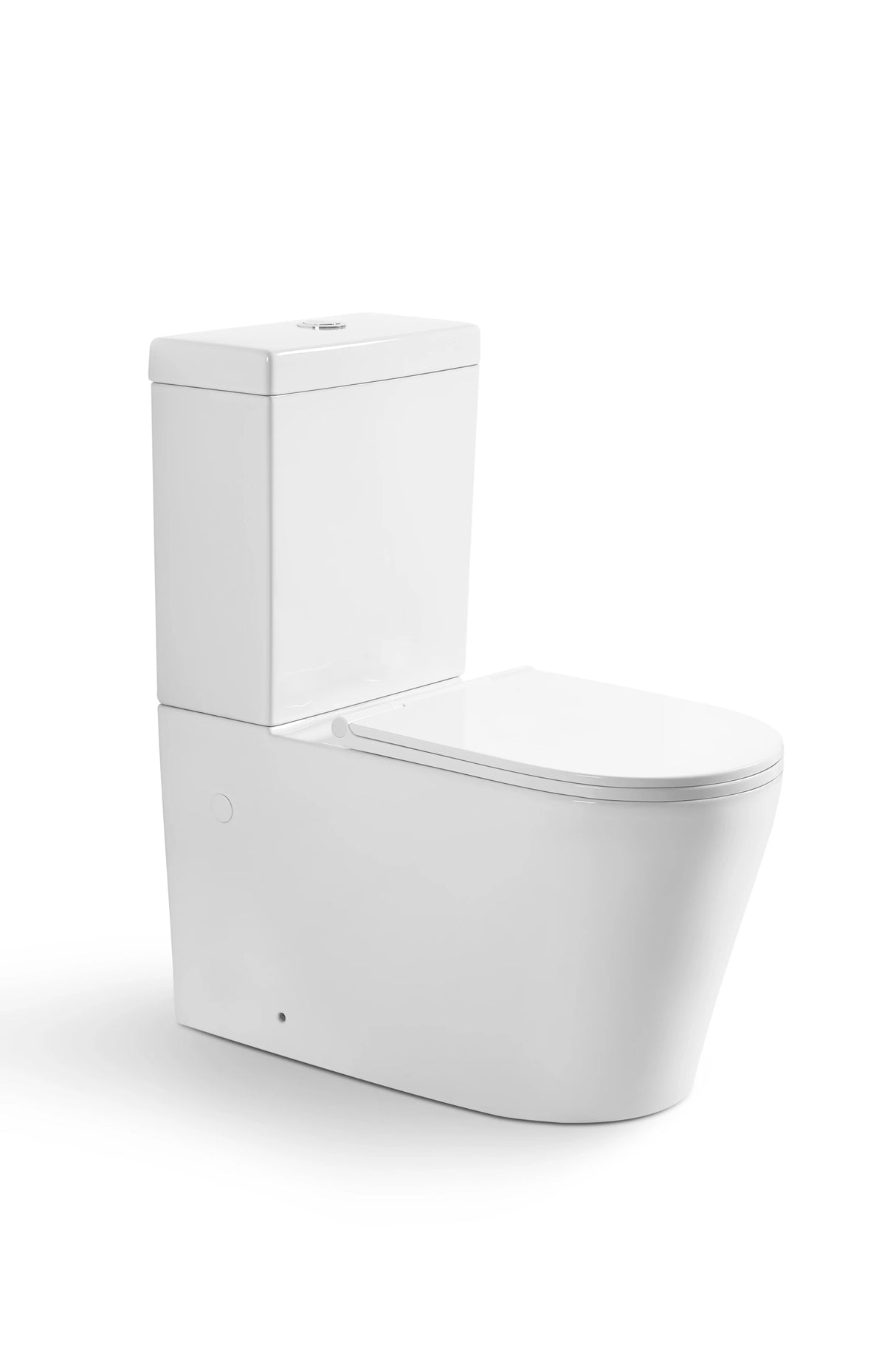Stella Rimless Back To Wall Ceramic Toilet Suite Brushed Gold Press Button