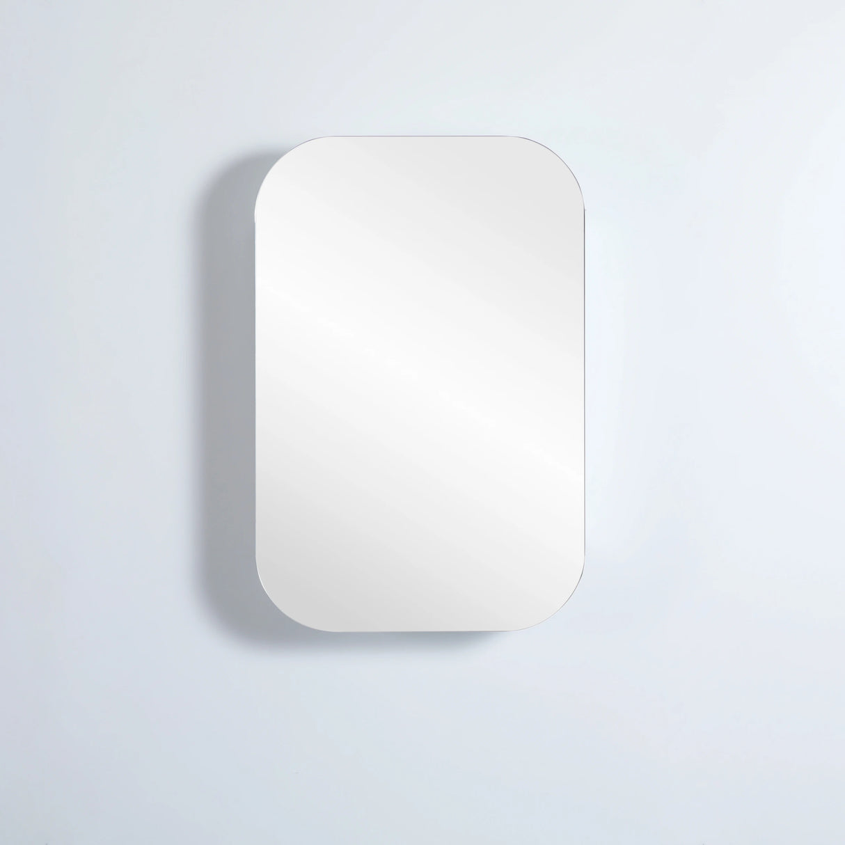 Olivia Square Curved PVC Mirror Shaving Cabinet Matte Black 400x900mm