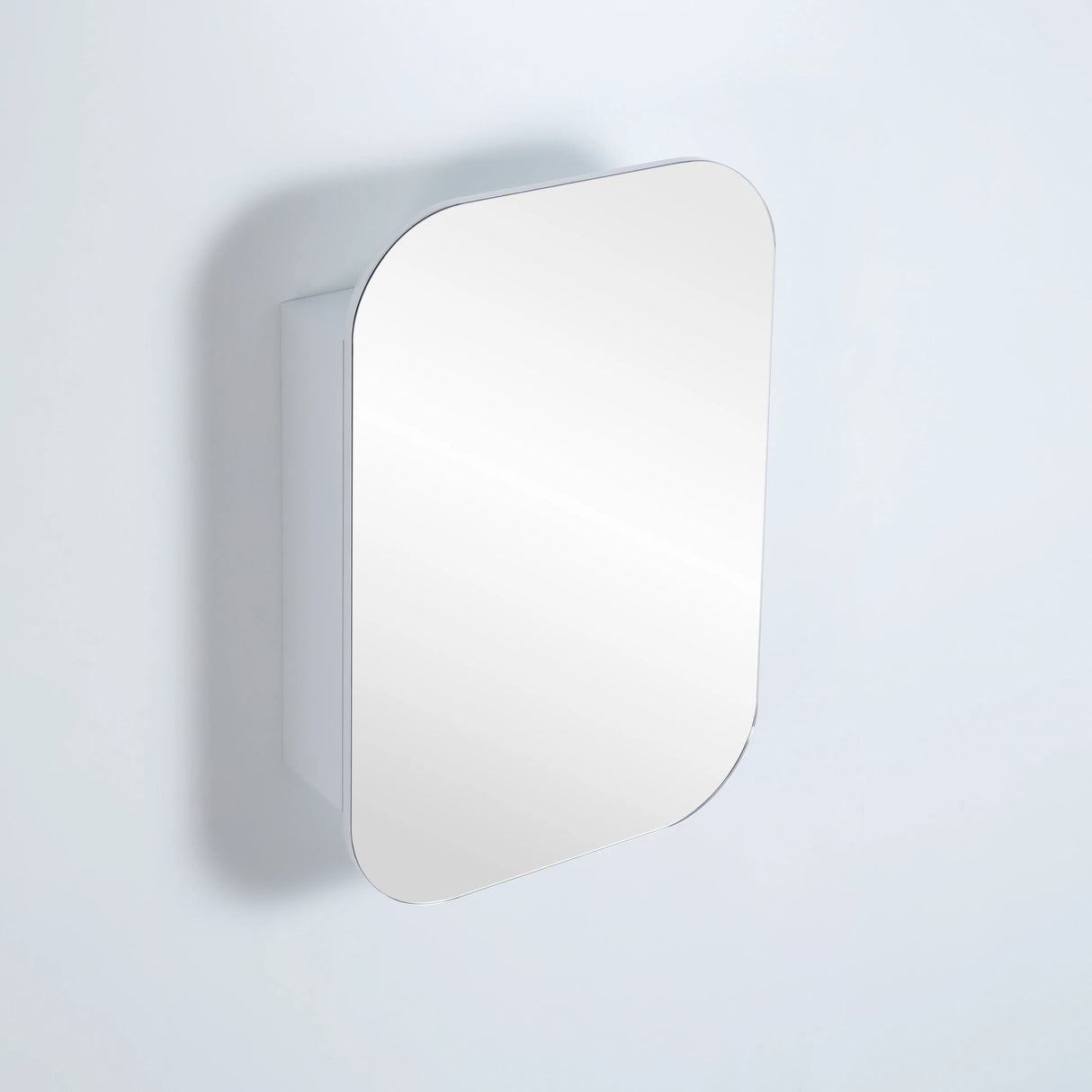 Olivia Square Curved PVC Mirror Shaving Cabinet Matte White 400x900mm