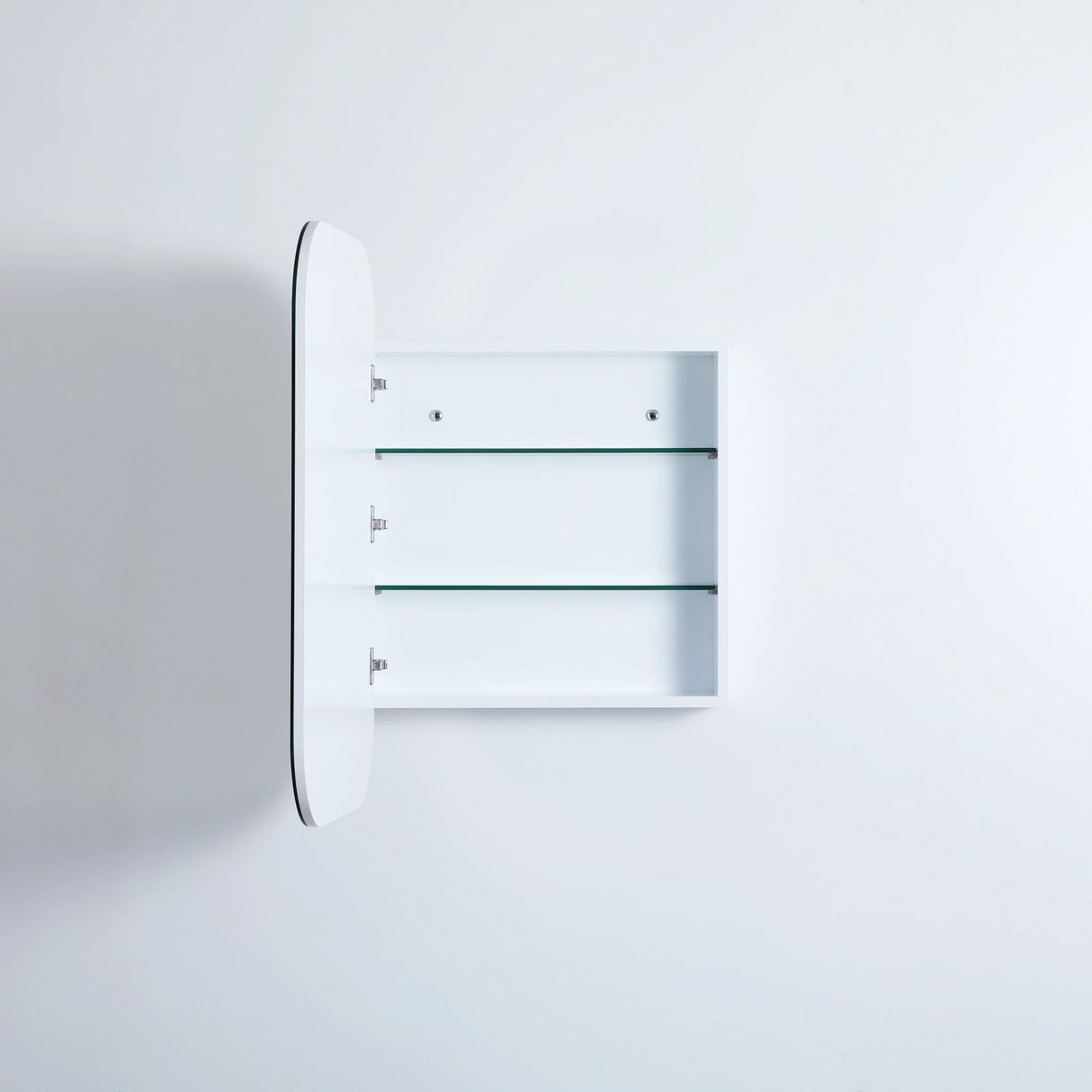 Olivia Square Curved PVC Mirror Shaving Cabinet Matte White 400x900mm