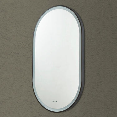 Matte Black LED Mirror Olivia Oval Pill Framed Anti-Fog Bathroom 600x1000mm