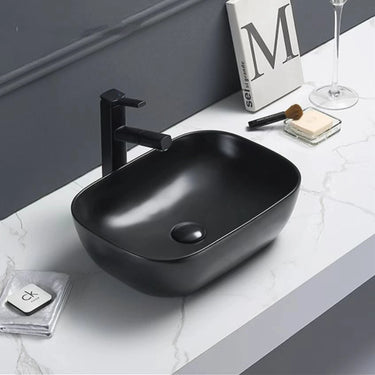 Ellips Matte Black 460x320mm Rectangular Above Counter Basin