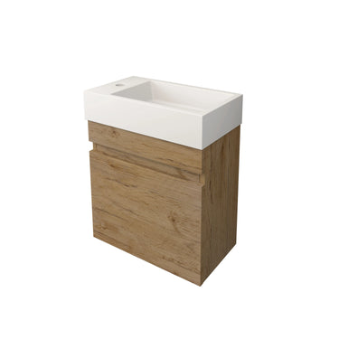 Timber 450mm Wall Hung Vanity | Prime Oak | Compact Ensuite | PVC Waterproof