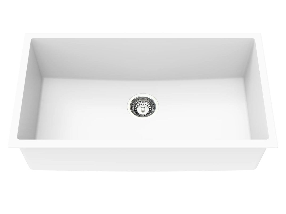 Matte White Granite Single Bowl Kitchen Sink 813x457mm