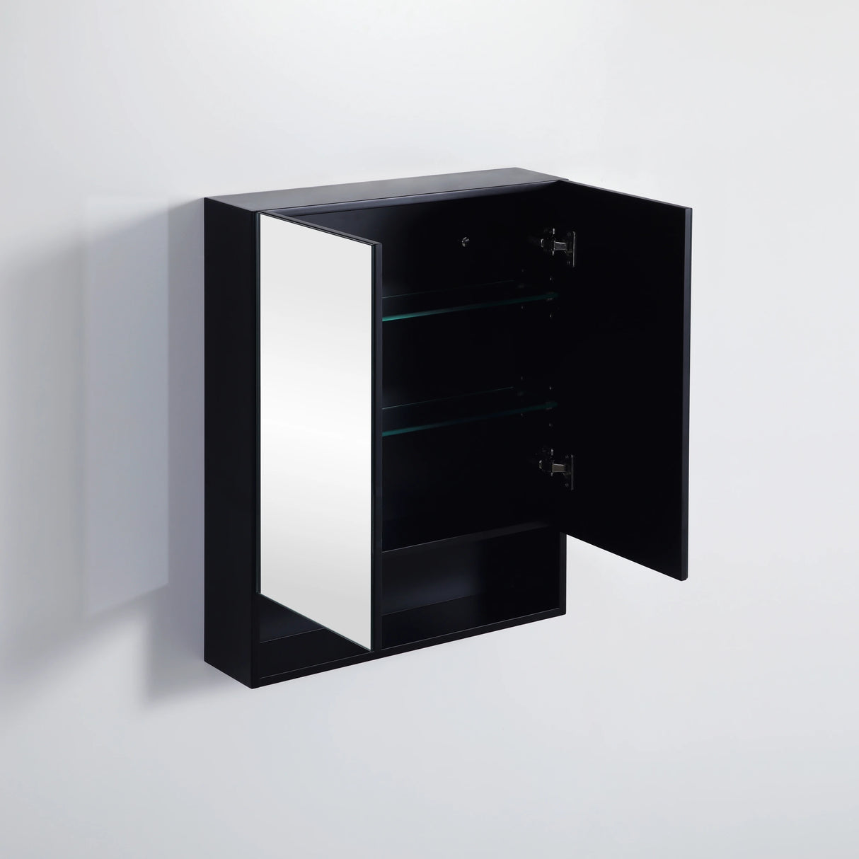 Matte Black PVC Waterproof 600mm Fremantle Mirror Shaving Cabinet