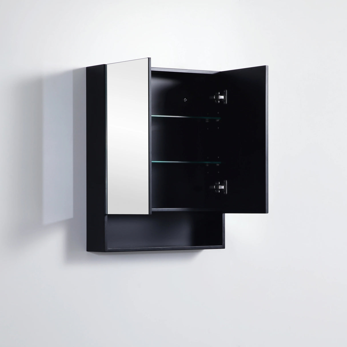 Matte Black PVC Waterproof 600mm Fremantle Mirror Shaving Cabinet