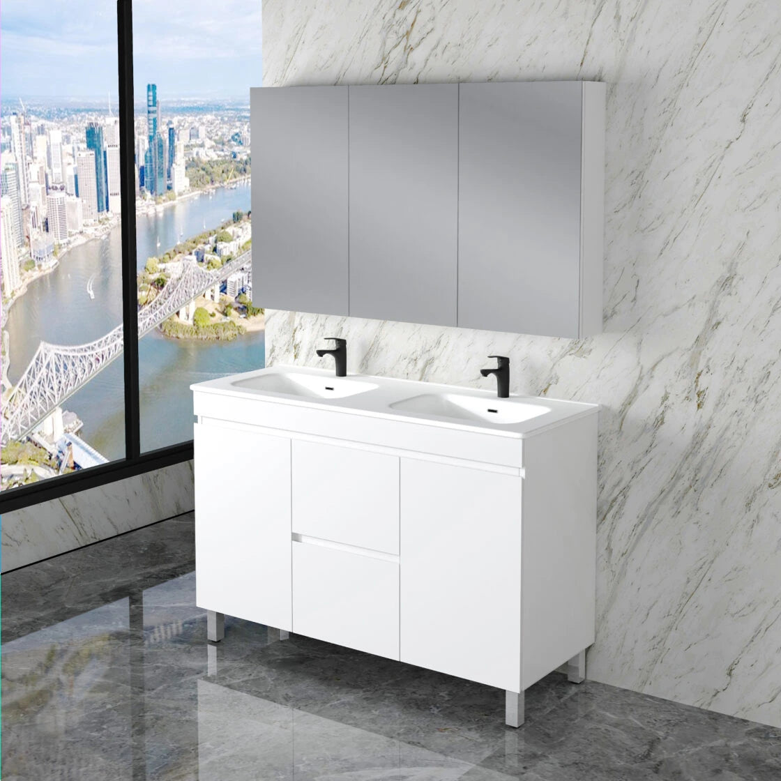 Noah 1200mm Freestanding Legs Double Bowl Vanity