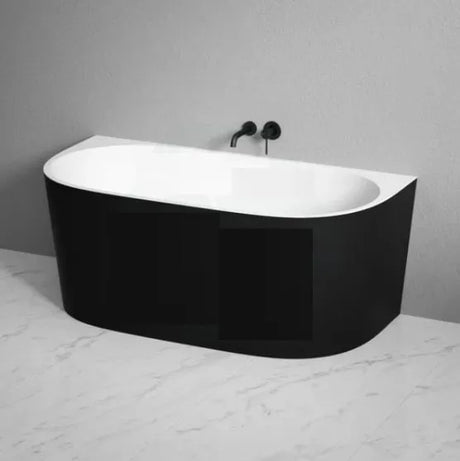 Elivia Back to Wall Freestanding Bathtub Matte Black & White - RJ Bathroom