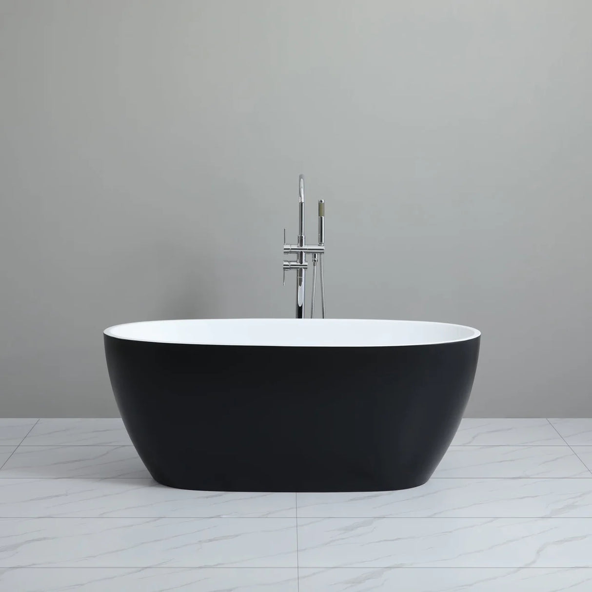Matte Black n Matte White Freestanding Bathtub 1500/1700mm Stella Oval Round
