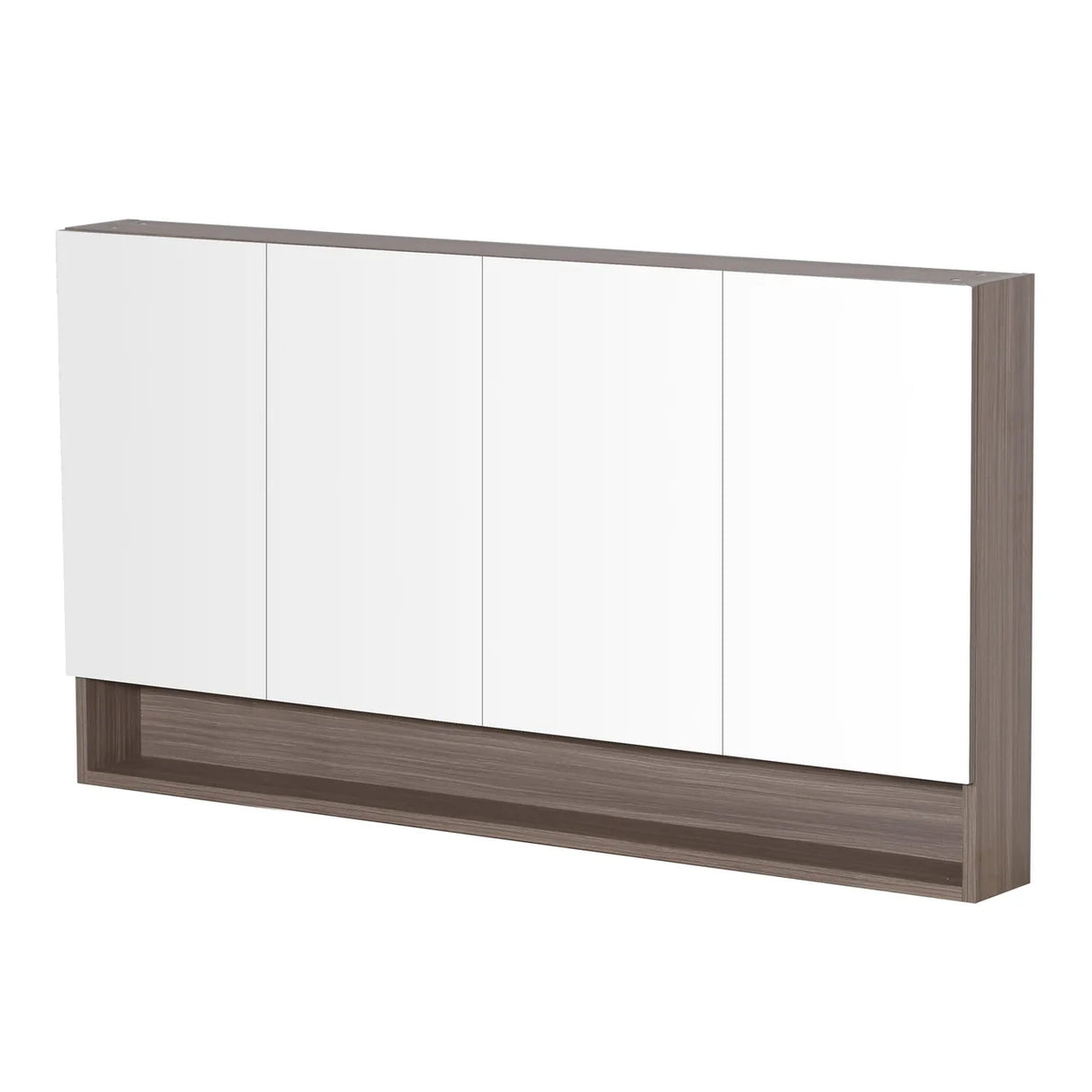 Timber Look Shaving Cabinet with Shelf Stella Oak PVC Waterproof 1500mm Copper-Free Mirrored