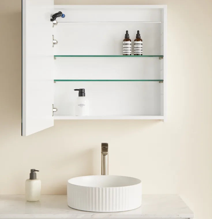 Arched Mirror Shaving Cabinet 600*900mm Olivia LED Matte White