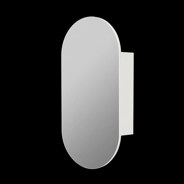 Olivia Pill/Oval Shaped Mirror Shaving Cabinet Matte White 450x900mm