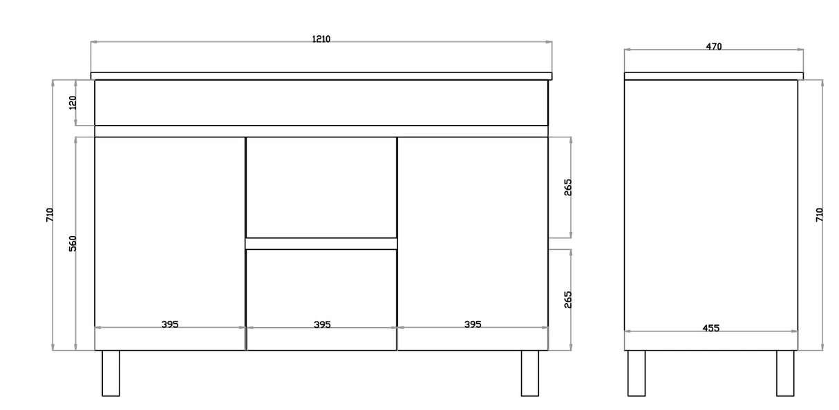 Polar PVC Waterproof Double Bowl 1200mm Freestanding Vanity