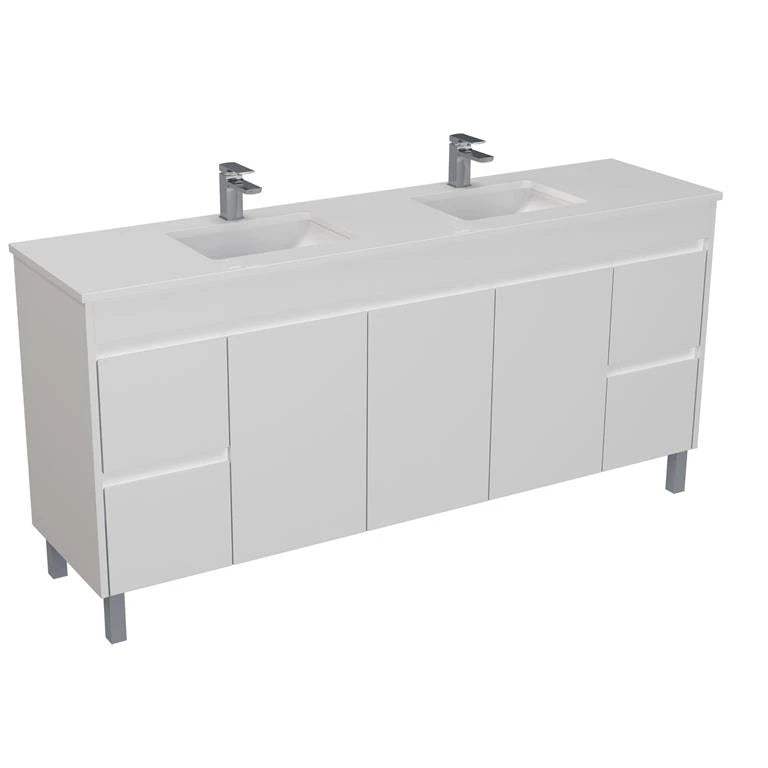 Polar 1800mm Single/Double Bowl Freestanding PVC Waterproof Bathroom Vanity with Stone Top