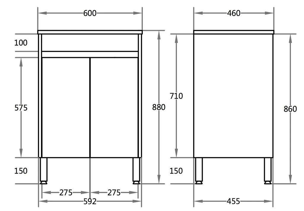 Polar PVC Waterproof 600mm Freestanding Vanity