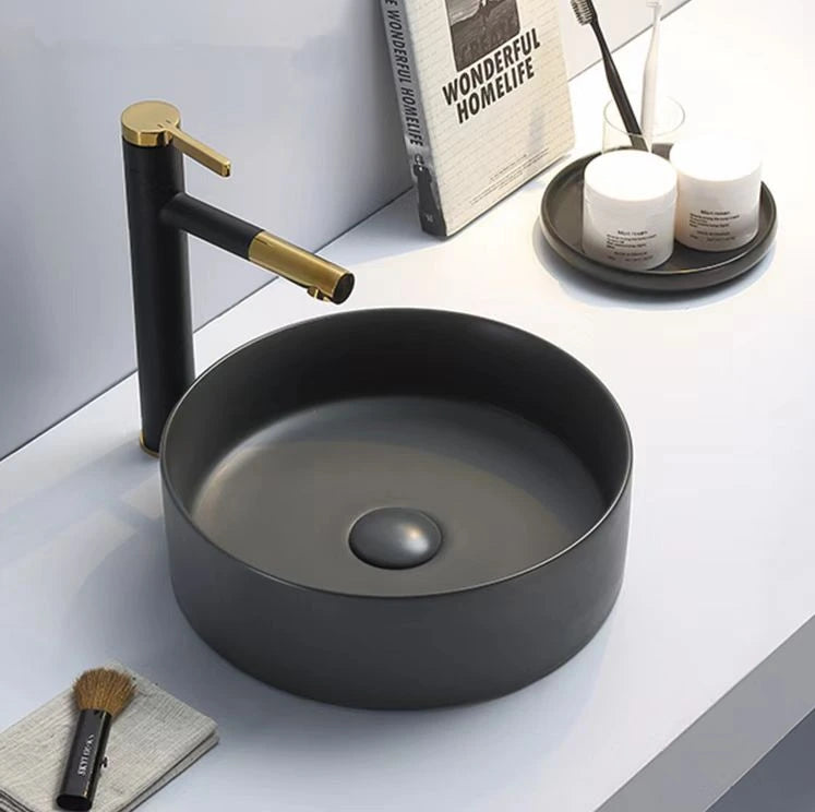 Luna 350x350mm Round Above Counter Matte Gum Metal Grey Basin