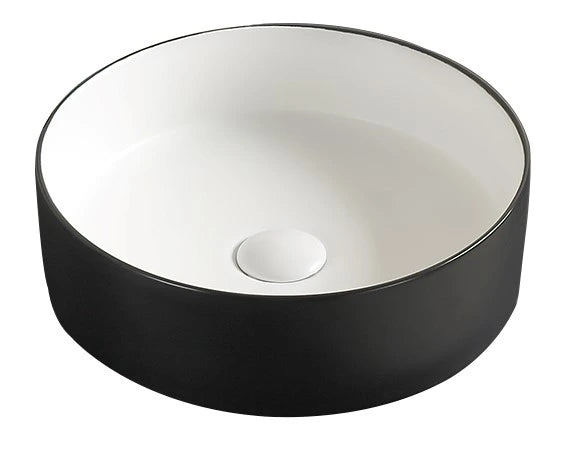 Luna 350x350mm Round Above Counter Matte Black and Matte White Basin