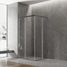 Brushed gun metal semi frameless corner entry sliding shower screen with two sliding doors