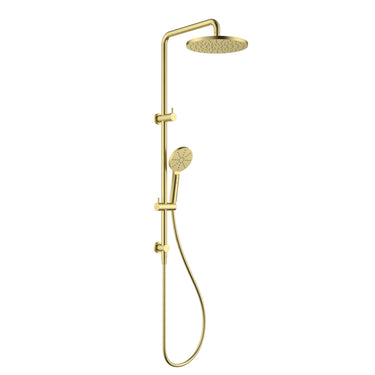 Brushed Gold Twin Shower Rail Set Cora SS 250mm Head