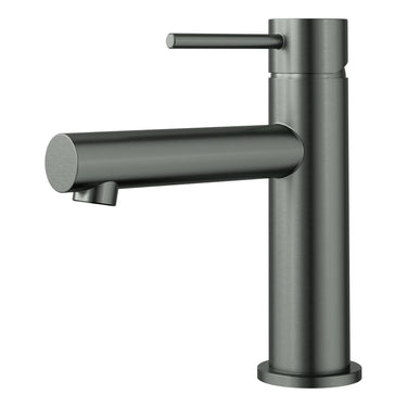 Otus Gun Metal Slimline Basin Mixer Straight Spout - Stainless Steel