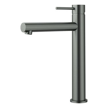 Otus Gun Metal Slimline Tall Basin Mixer Straight Spout - Stainless Steel