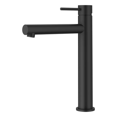 Otus Matte Black Slimline Tall Basin Mixer Straight Spout - Stainless Steel