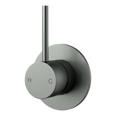 Otus Gun Metal Slimline Shower Bath Wall Mixer Lever Up - Stainless Steel