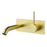 Otus Brushed Gold Slimline Wall Basin Mixer Set Lever Up - Stainless Steel