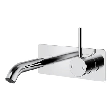 Otus Chrome Slimline Wall Basin Mixer Set Lever Up - Stainless Steel