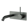 Otus Gun Metal Slimline Wall Basin Mixer Set Lever Up - Stainless Steel