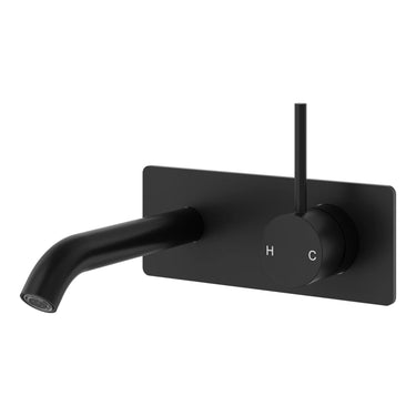 Otus Matte Black Slimline Wall Basin Mixer Set Lever Up - Stainless Steel