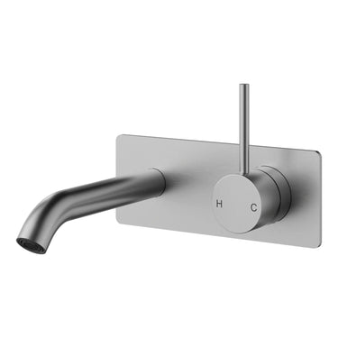 Otus Stainless Steel Slimline Wall Basin Mixer Set Lever Up