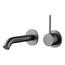 Otus Gun Metal Slimline Wall Basin Mixer Set Separate Back Plate Lever Up - Stainless Steel