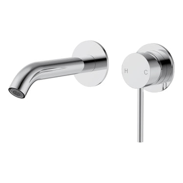 Otus Chrome Slimline Wall Basin Mixer Set Separate Back Plate - Stainless Steel