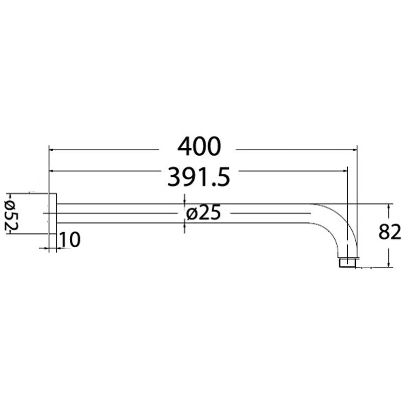 Round Horizontal Shower Arm 400mm Chrome