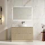 Timber Fluted Natural Oak Rhea 1200mm Freestanding 4 Drawers Vanity