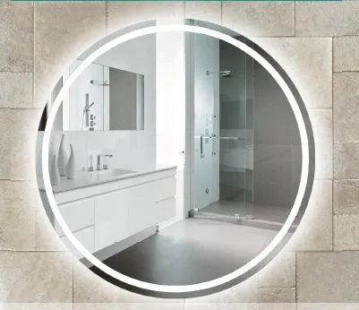 Round Frameless Anti-Fog Frontlit LED Mirror 600/800mm Three colour light