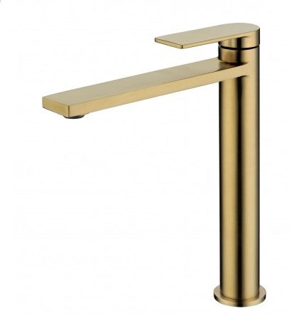 Ruki High Rise Basin Mixer Brushed Gold