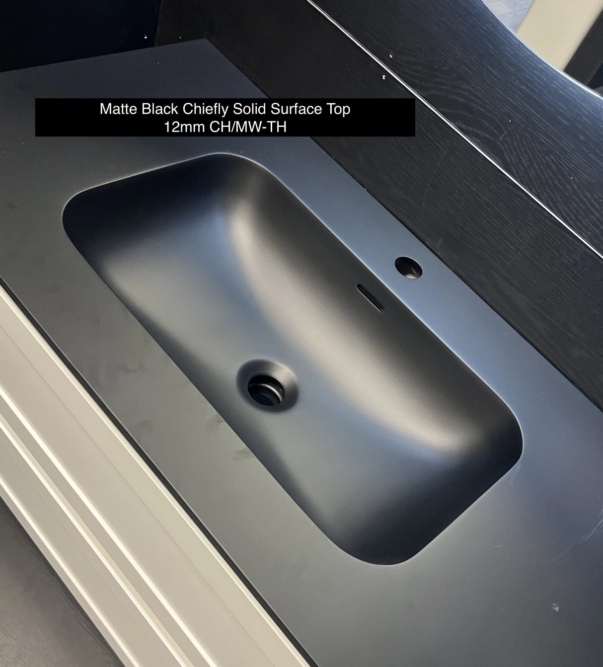 Fluted Wall Hung Vanity Brindabella 1200mm Single Bowl Matte White Waterproof Solid Surface Stone top